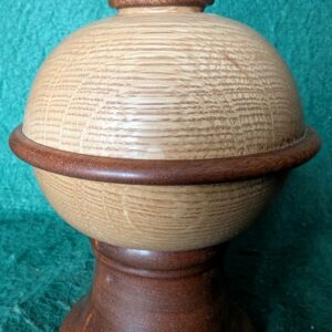Oak and Mahogany Pedestal Lidded Bowl